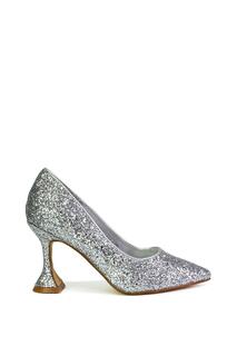 Блестящие туфли-лодочки «Dragonfruit» Туфли-лодочки на блестящем каблуке с острым носком XY London, серебро