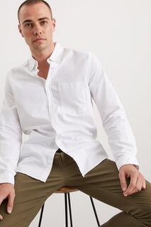 Оксфордская рубашка с длинным рукавом и нагрудным карманом Burton, белый