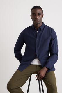 Оксфордская рубашка с длинным рукавом и нагрудным карманом Burton, темно-синий