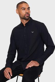 Оксфордская хлопковая рубашка «Маяк» с длинным рукавом Threadbare, черный