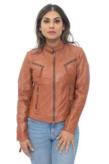 Повседневная кожаная байкерская куртка узкого кроя-Tulsa Infinity Leather, коричневый