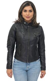 Повседневная кожаная байкерская куртка узкого кроя-Tulsa Infinity Leather, черный