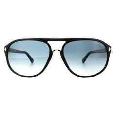 Блестящие черные зеленые солнцезащитные очки-авиаторы с градиентом Tom Ford, черный