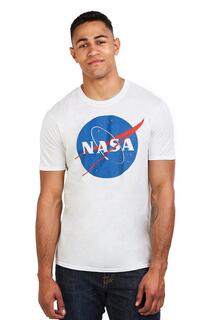 Хлопковая футболка с круглым логотипом NASA, белый