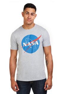 Хлопковая футболка с круглым логотипом NASA, серый