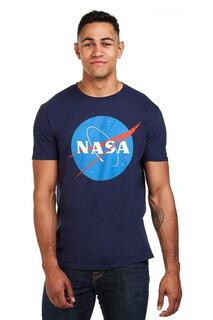 Хлопковая футболка с круглым логотипом NASA, темно-синий