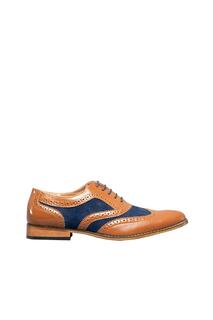 Оксфордские туфли-броги с 5-ю люверсами Goor, темно-синий