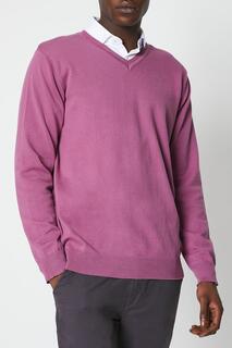 Легкий хлопковый джемпер с V-образным вырезом Debenhams, розовый