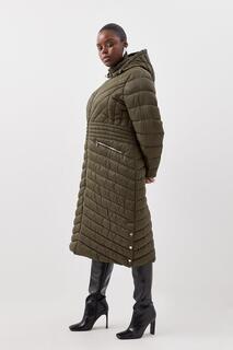 Легкое длинное компактное пальто больших размеров Karen Millen, хаки