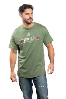 Хлопковая футболка с логотипом TOP GUN, зеленый