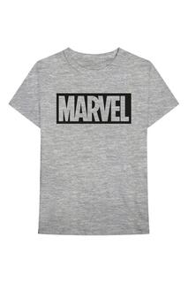 Хлопковая футболка с логотипом Marvel Comics, серый