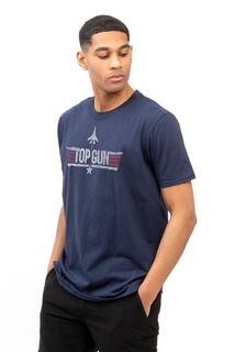 Хлопковая футболка с логотипом TOP GUN, темно-синий