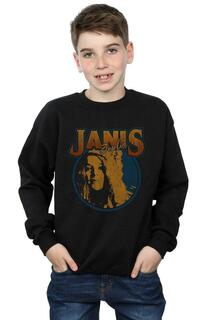 Толстовка с потертостями и круглым вырезом Janis Joplin, черный