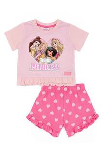 Пижамный комплект с короткими рукавами и принтом Disney Princess, розовый