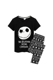 Длинный пижамный комплект Jack Skellington Nightmare Before Christmas, белый