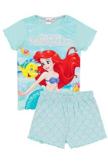 Короткий пижамный комплект с принтом The Little Mermaid, синий