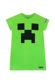 Игровая ночная рубашка Creeper с короткими рукавами Minecraft, зеленый