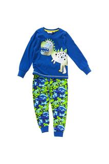 Пижамный комплект с камуфляжным принтом динозавра Bedlam, синий
