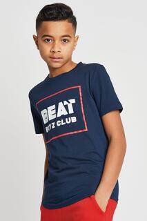 Хлопковая футболка с логотипом Strike Beat Boyz Club, темно-синий