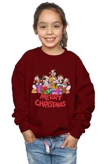 Рождественский свитшот с Микки Маусом и друзьями Disney, красный