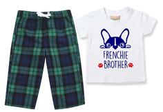 Пижамы Frenchie Brother, детские брюки в клетку, пижамный комплект с французским бульдогом 60 SECOND MAKEOVER, зеленый