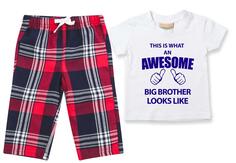 Потрясающие пижамы «Большой брат», детские брюки в клетку, пижамный комплект «Большой брат» 60 SECOND MAKEOVER, красный