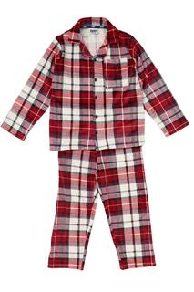 Пижамный комплект Minky для мальчиков, бордовая рубашка в клетку, низ для малышей, возраст 2–7 лет DKNY, красный