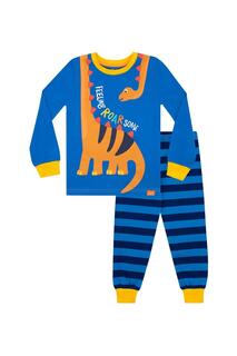 Уютная облегающая пижама в полоску Roarsome Harry Bear, синий