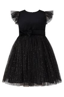 Вечернее платье Wednesday из бархата и блестящего тюля HOLLY HASTIE, черный
