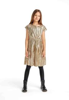 Плиссированное вечернее платье с эффектом металлик Minoti, золото