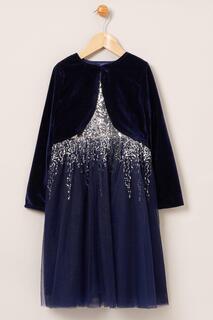 Комплект из 2 предметов: платье и кардиган Miss, синий