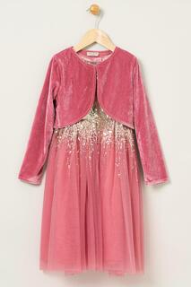 Комплект из 2 предметов: платье и кардиган Miss, розовый