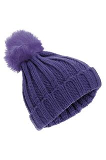 Зимняя шапка-бини Rockjock с помпоном из искусственного меха косой вязки Universal Textiles, темно-синий