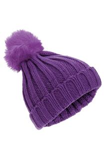 Зимняя шапка-бини Rockjock с помпоном из искусственного меха косой вязки Universal Textiles, фиолетовый