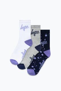Набор из 3 спортивных носков сиреневого цвета Hype, мультиколор