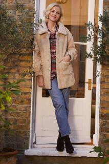 Текстурированное плюшевое пальто из искусственного меха Izabel London, бежевый