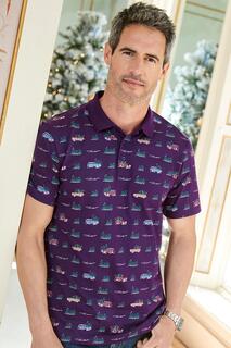 Рубашка поло с рождественским принтом Cotton Traders, фиолетовый