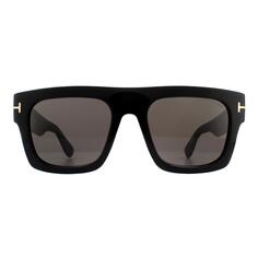 Квадратные блестящие черные дымчато-серые солнцезащитные очки Tom Ford, черный