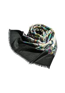 Кашемировый шарф. Кашемировый шелковый шарф ручной работы, элегантный гобелен, (цельный кусок), 80 см X 200 см, цветочный узор, соткан вручную, без принта Blue Chilli, черный