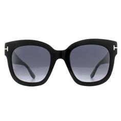 Квадратные блестящие черные дымчато-серые зеркальные солнцезащитные очки Tom Ford, черный