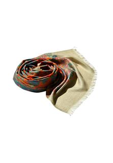 Кашемировый шарф. Кашемировый шелковый шарф ручной работы, элегантный гобелен, (цельный кусок), 80 см X 200 см, цветочный узор, соткан вручную, без принта Blue Chilli, оранжевый