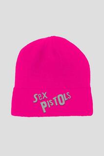 Флуоресцентная розовая шапка-бини с логотипом группы Sex Pistols, розовый