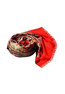 Кашемировый шарф. Кашемировый шелковый шарф ручной работы, элегантный гобелен, (цельный кусок), 80 см X 200 см, цветочный узор, соткан вручную, без принта Blue Chilli, красный