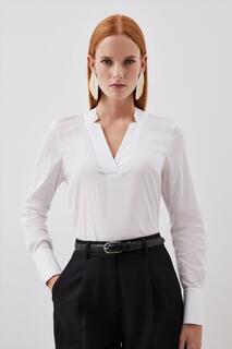 Рубашка с воротником на пуговицах и воротником на заказ Karen Millen, белый