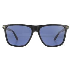 Квадратные блестящие черные синие солнцезащитные очки Tom Ford, черный