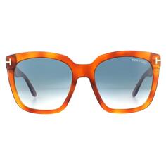 Квадратные блонд-солнцезащитные очки Havana с градиентом синего цвета Tom Ford, коричневый