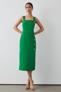 Платье-карандаш из структурированного крепа с пуговицами Debenhams, зеленый