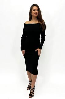 Вязаное платье с бардо LARU, черный