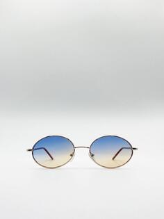 Классические круглые солнцезащитные очки с солнцезащитными линзами SVNX, золото