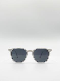 Классические квадратные солнцезащитные очки в стиле преппи с каплевидной переносицей SVNX, белый